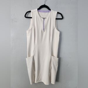 Bad Birdie Hybrid Performance 3/4 Zip Golf Dress White Medium